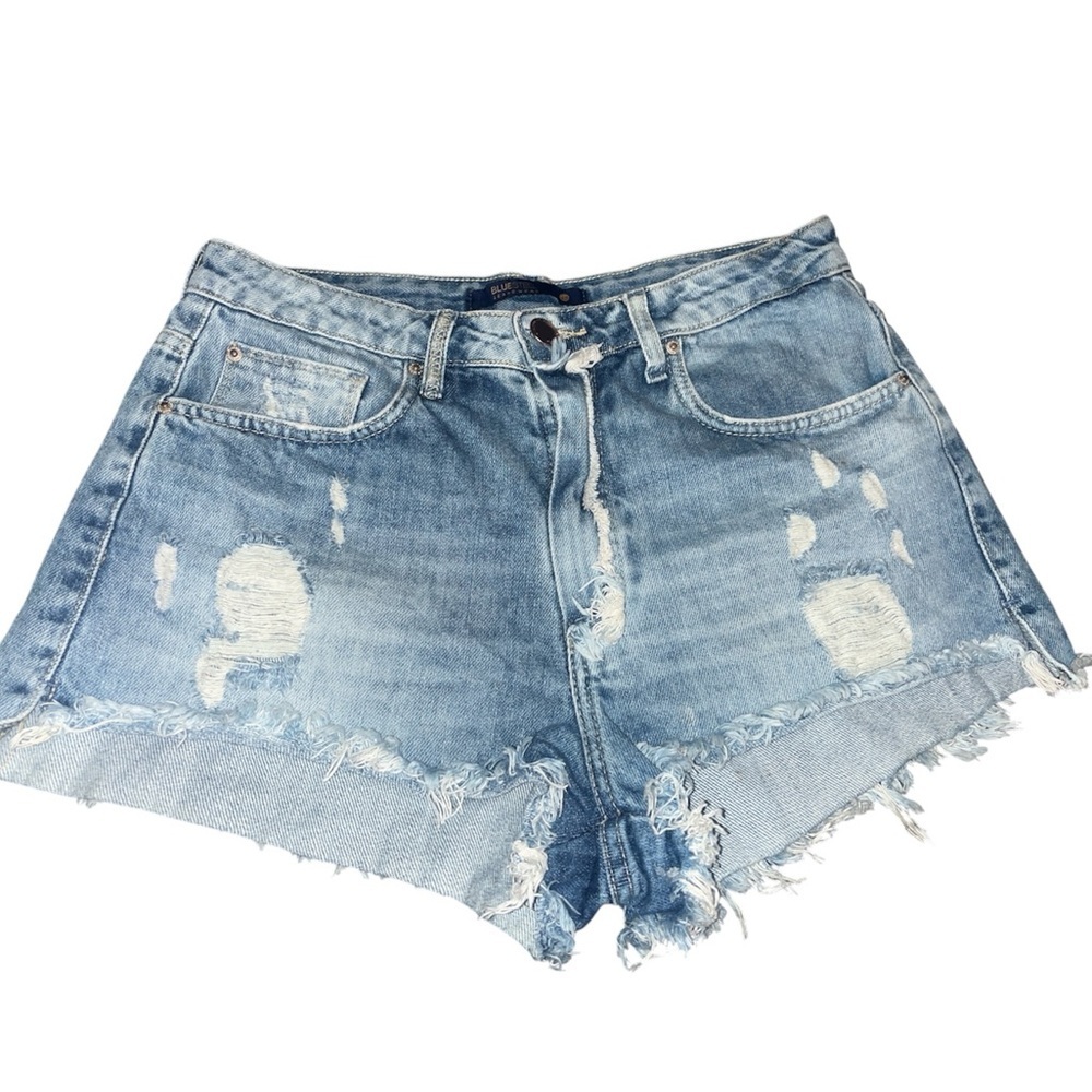 Trendy Blue Distressed Jean Shorts denim